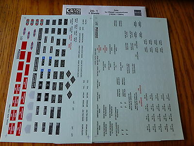Microscale Decal G #29-1 Data for Diesel Locomotives (1950s-1980s) (2 Sheet Set)