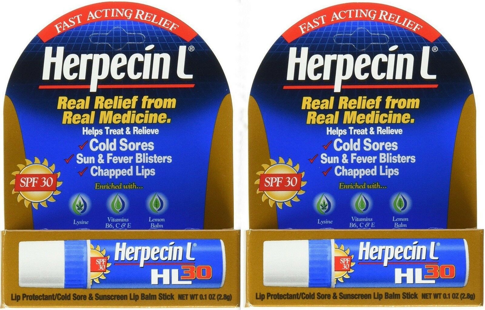 Herpecin L Lip Balm For Cold Sores & Fever Blisters 0.1oz ( 2 Pack )