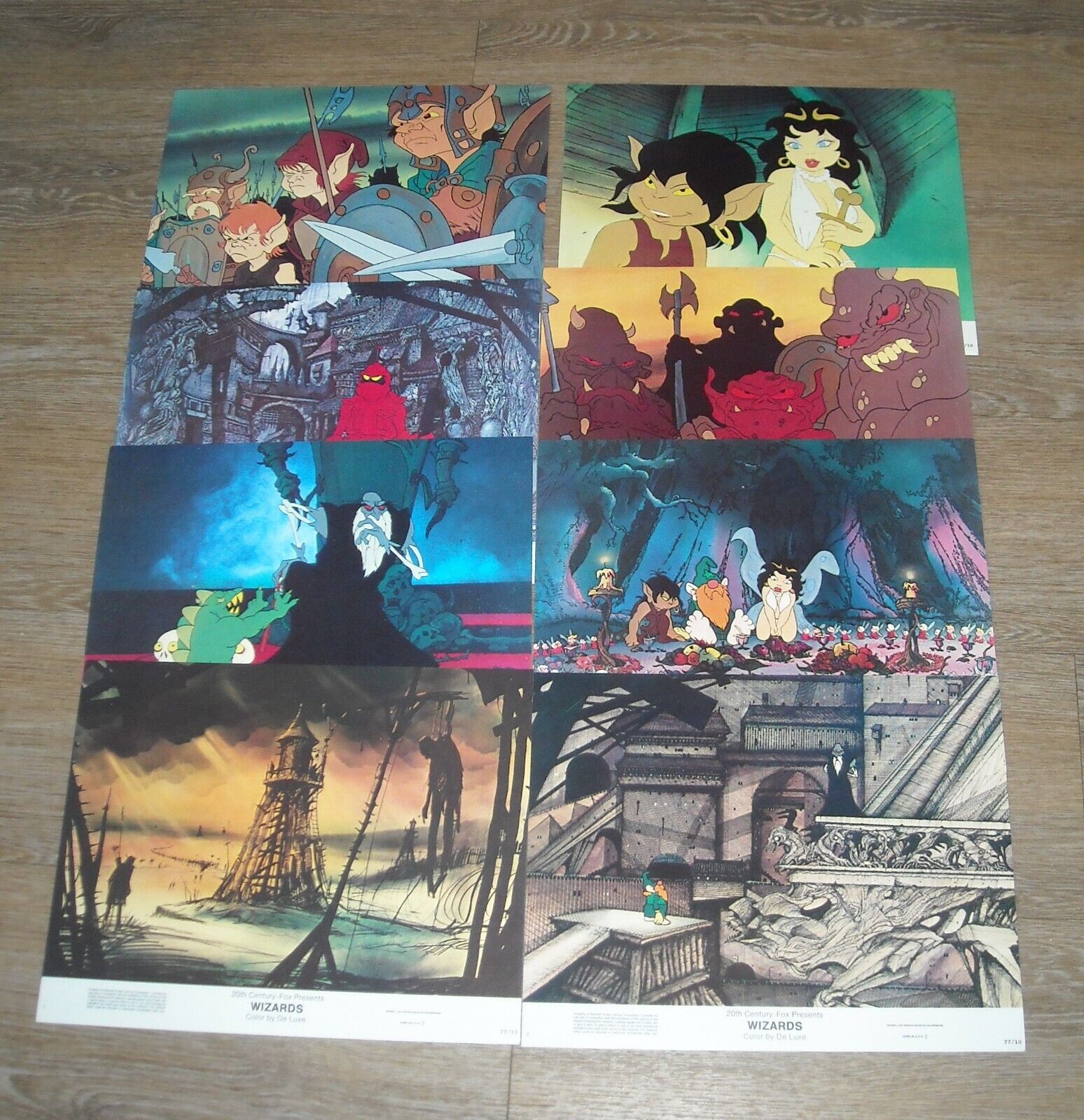 1977 Wizards Complete Set Of 8 Numbered Lobby Cards Ralph Bakshi Animated