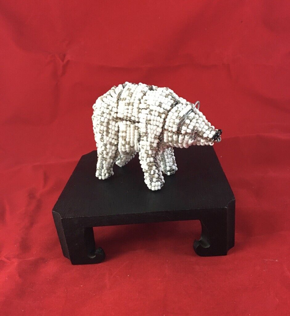 Beaded Polar bear figurine  4