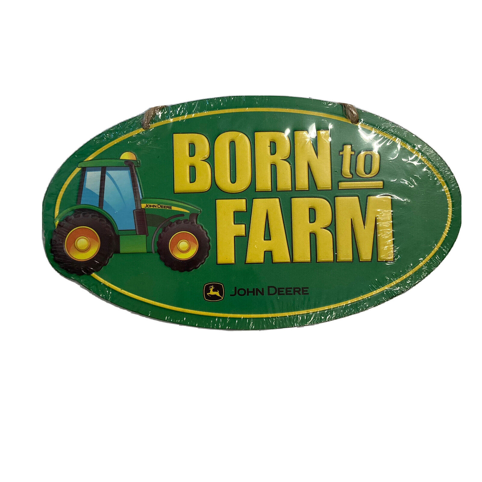John Deere Tractor Born To Farm Green Oval Wall Sign Decor