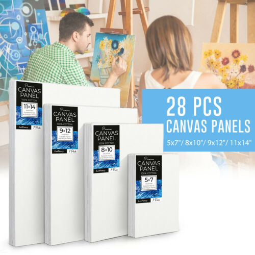 28 Packs Canvas Panels Artist Cotton Canvas Boards for Oil & Acrylic Painting
