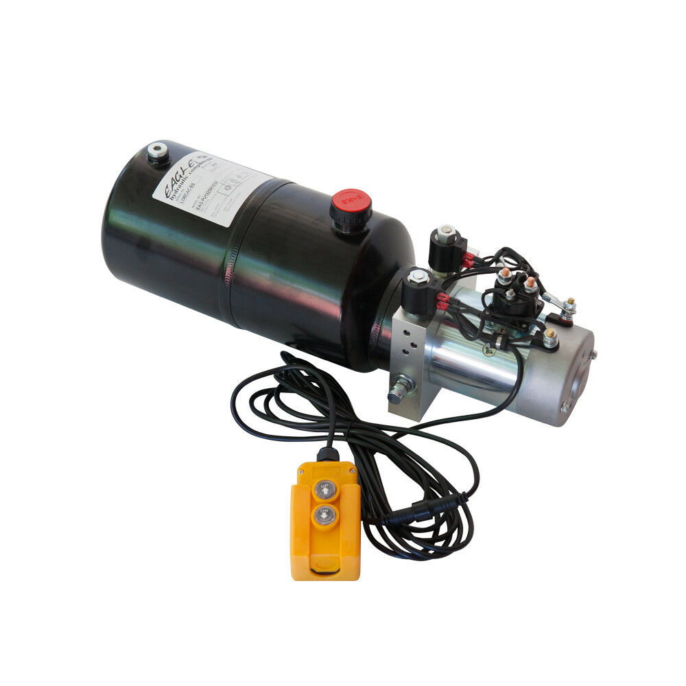 12 Volt Hydraulic Pump For Dump Trailer - 6 Quart Steel - Double Acting