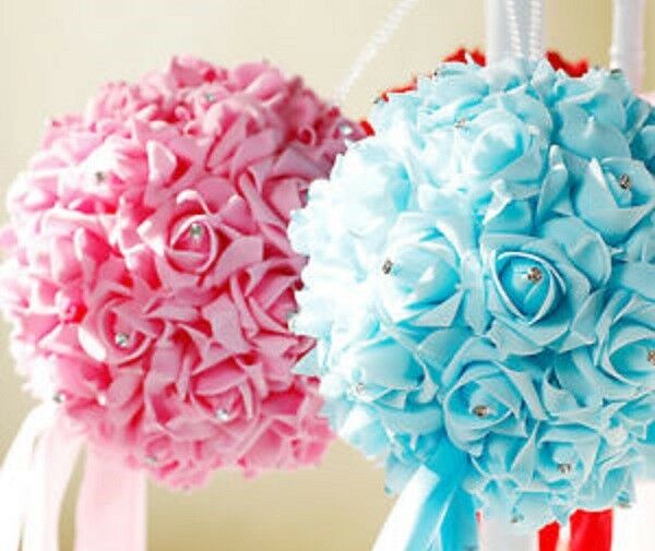 8" Foam Rose Pomander Flower Kissing Ball Wedding Party Decoration + Rhinestone