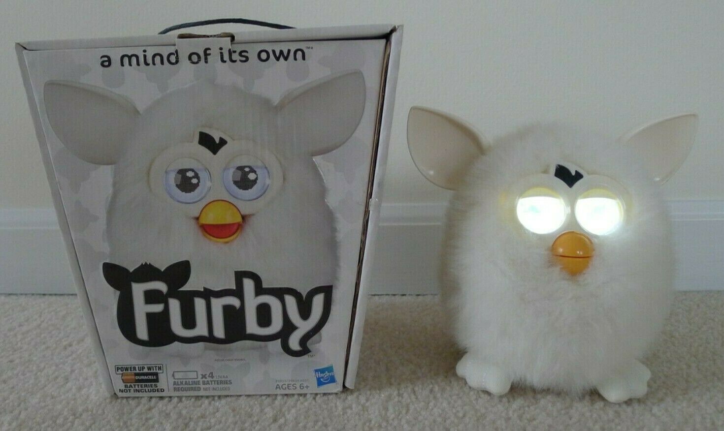 Rare Hasbro Furby White Interactive Talking Toy 2012 Tested with box