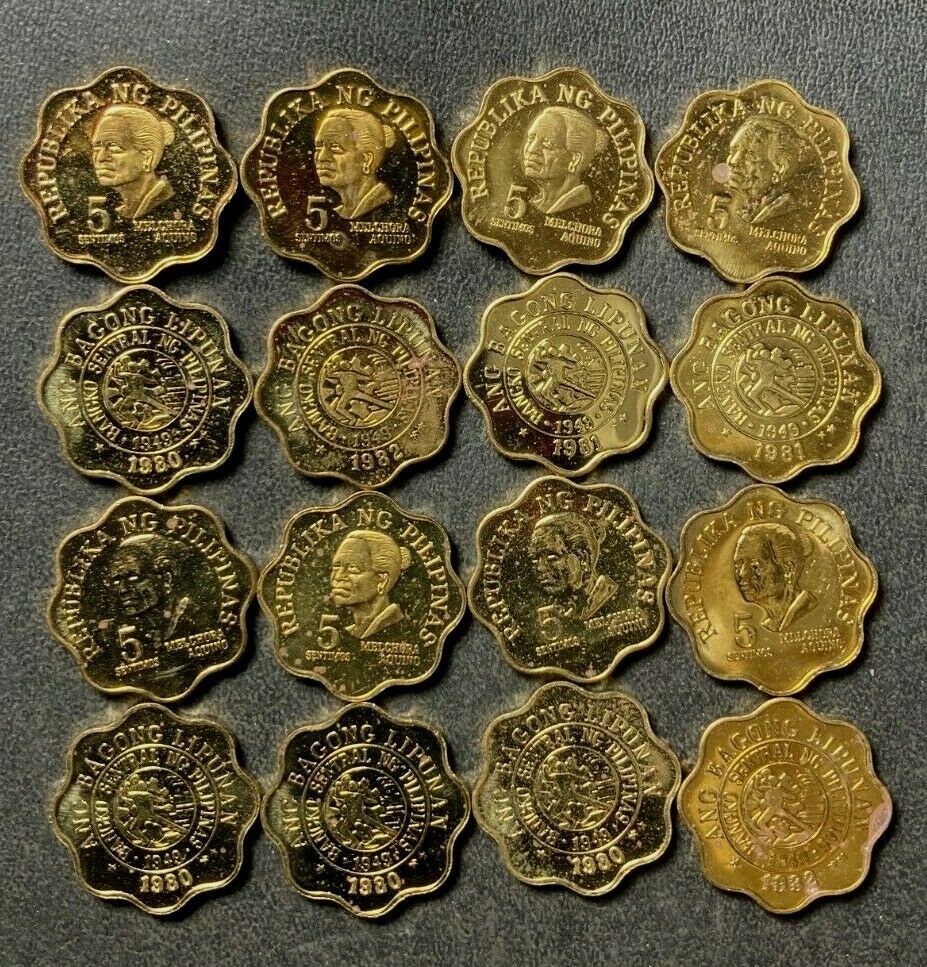 Old Philippines Coin Lot - 5 Centimos - 16 High Quality Uncommon Coins - Lot #l3