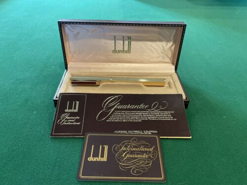 Vintage Dunhill Gemline Classic Fountain Pen Gold Plated Pinstripe With Box