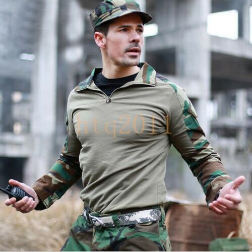 Army Combat Tactical Military Force T-Shirt Camouflage Soldiers Long Sleeve Top