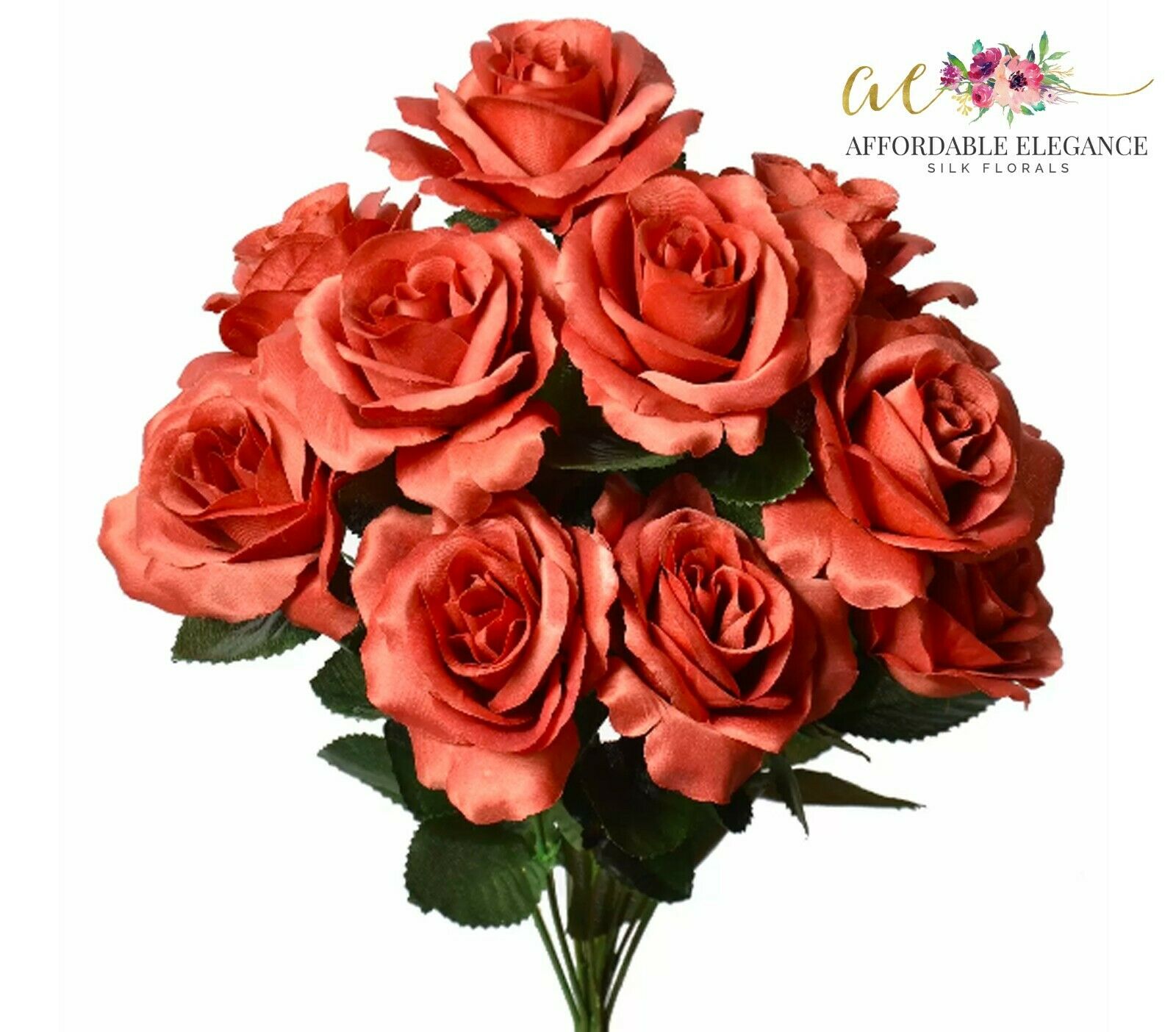 12 Artificial 4" Open Roses Silk Flowers Wedding Bouquets Centerpieces Fake Faux