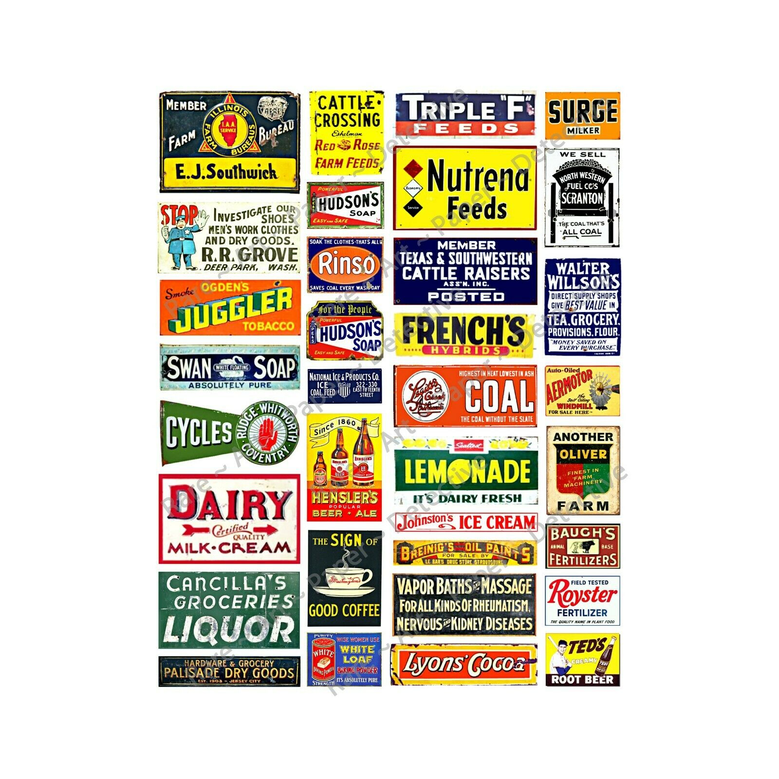 Model Train Signs, G Scale, Multi-scale Advertising Signs, 1 Sticker Sheet