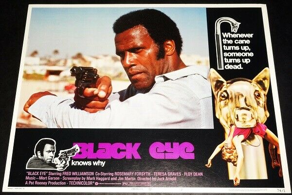 BLACK EYE orig 1974 Fred WILLIAMSON + gun Lobby Card #7 Excellent cond.