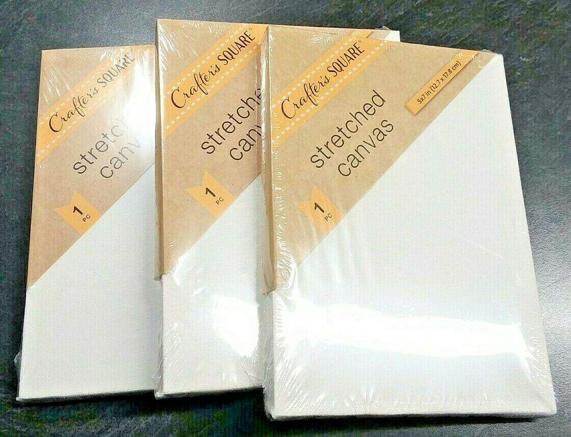 3pk 5"x7" White Cotton Stretched Art Canvases Canvas 1/2" Painting Acrylic Oil