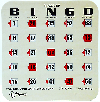 25 Pack Reusable Finger-tip Shutter Slide Bingo Cards ( Woodgrain / Tan )