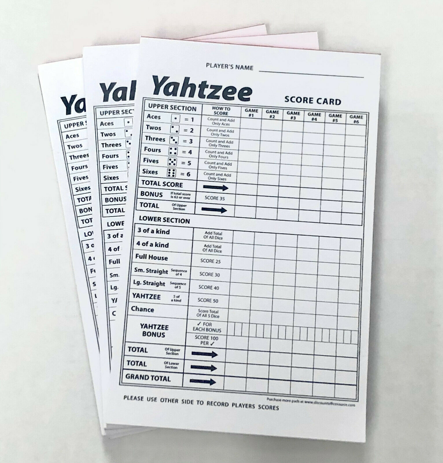 Yahtzee Score Card Pad Sheets Dice Game-one-sided Front (300 Sheets)-print Usa !