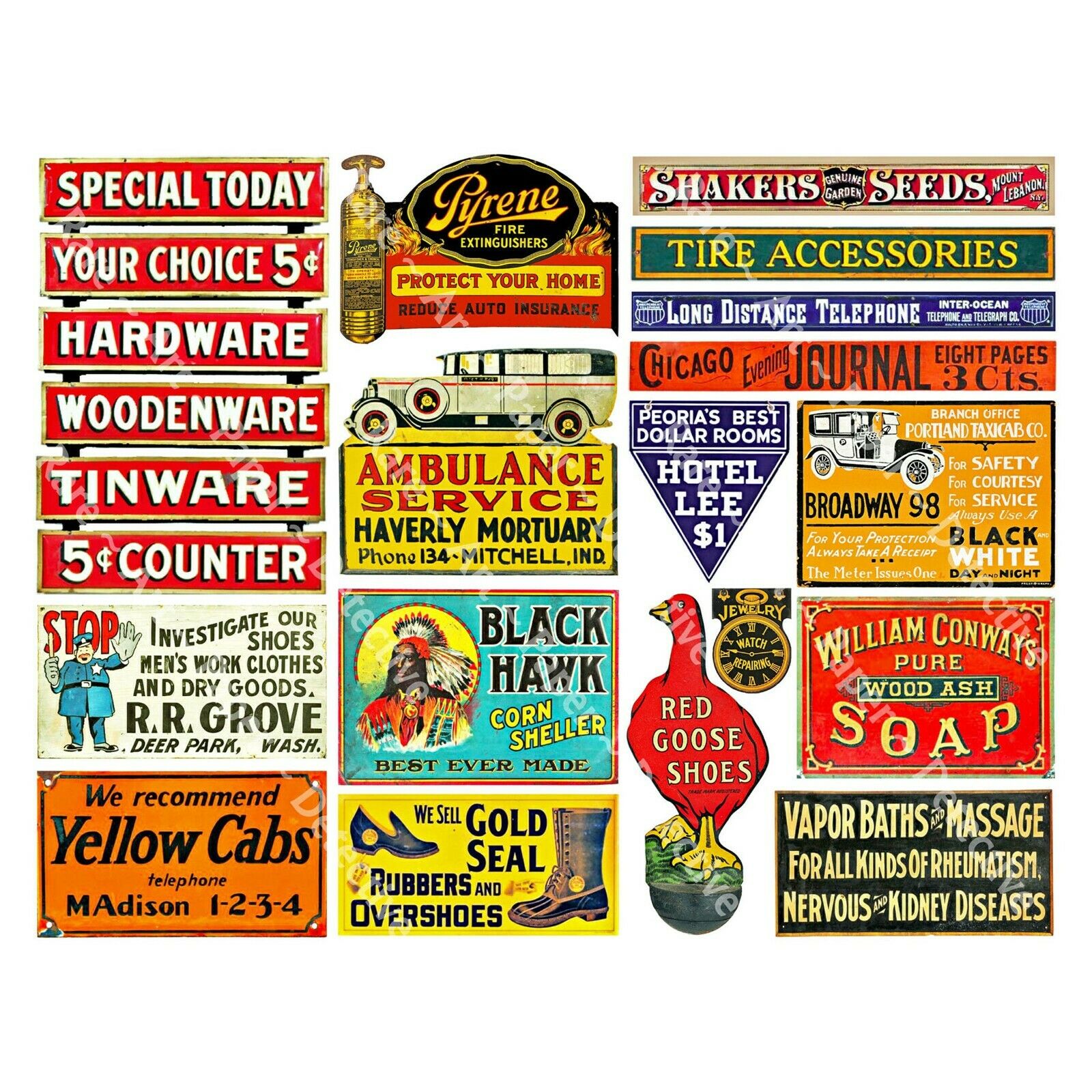 Model Train Signs, G Scale, General Store & Farm Advertising, 1 Sticker Sheet