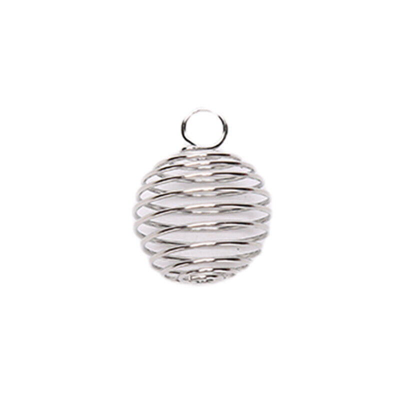 10pcs Small Shiny Gold Silver Color Wire Wrap Cage Pendants Beads fo.xy