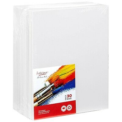 Artlicious - 30 Classroom Value Pack - 8x10 Primed Canvas Panel Boards - Indi...