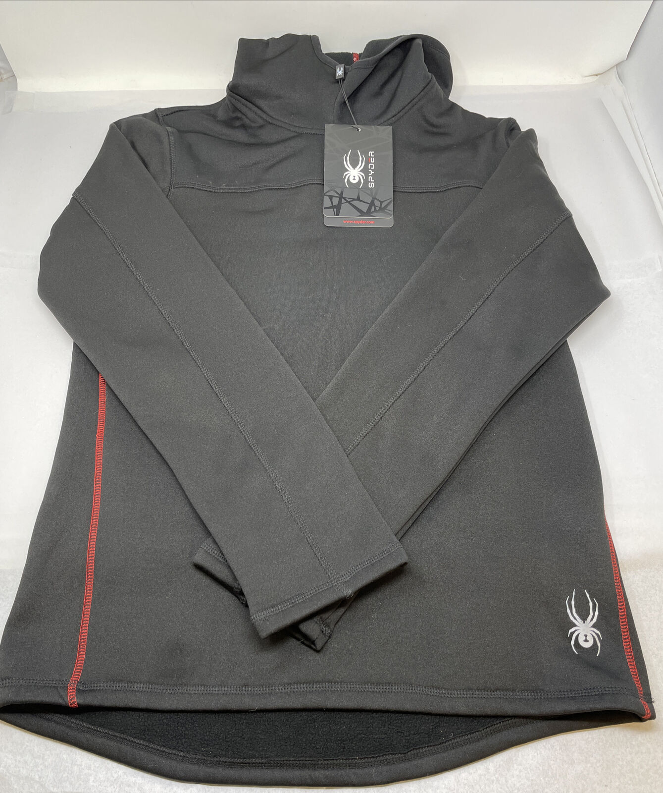 Spyder Pullover Hoodie Black With Red Men's Size Medium Nwt