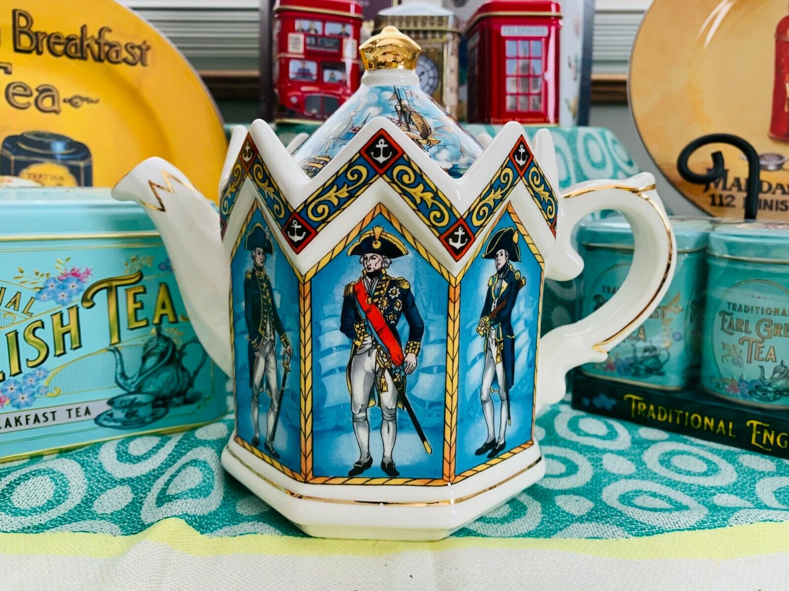 Vintage 1980s Sadler English Bone China Teapot - Vice Admiral Lord Nelson