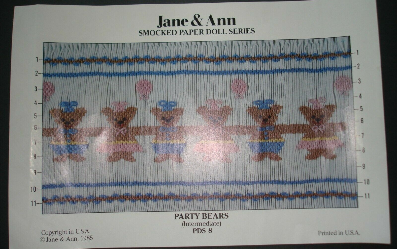 Vintage Smocking Plates/ Party Bears (PDS 8)/ 1985/ Jane and Ann