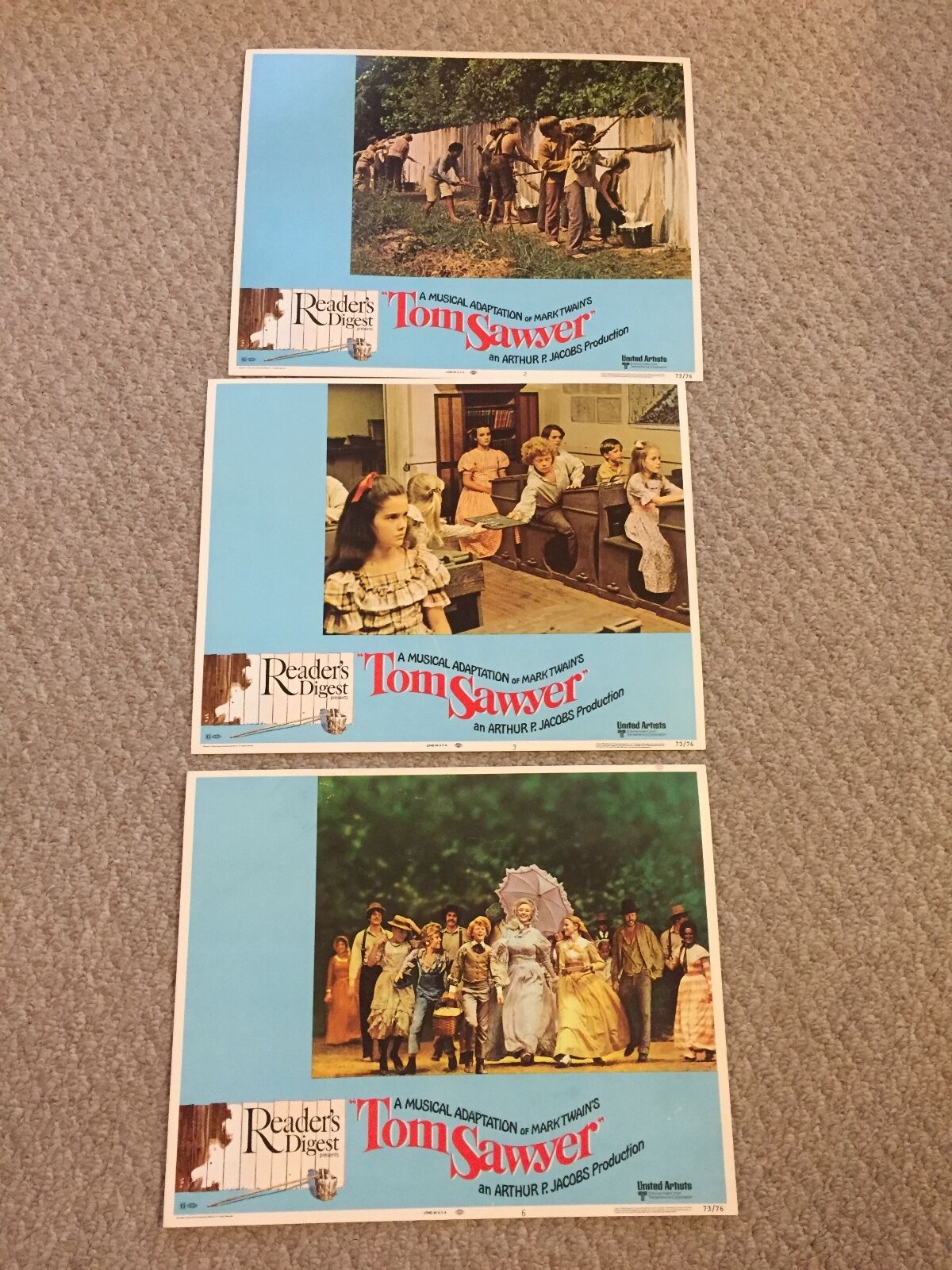 1973 Lot 3 Tom Sawyer Musical Movie Press Photo Lobby Cards 11x14 Jodie Foster