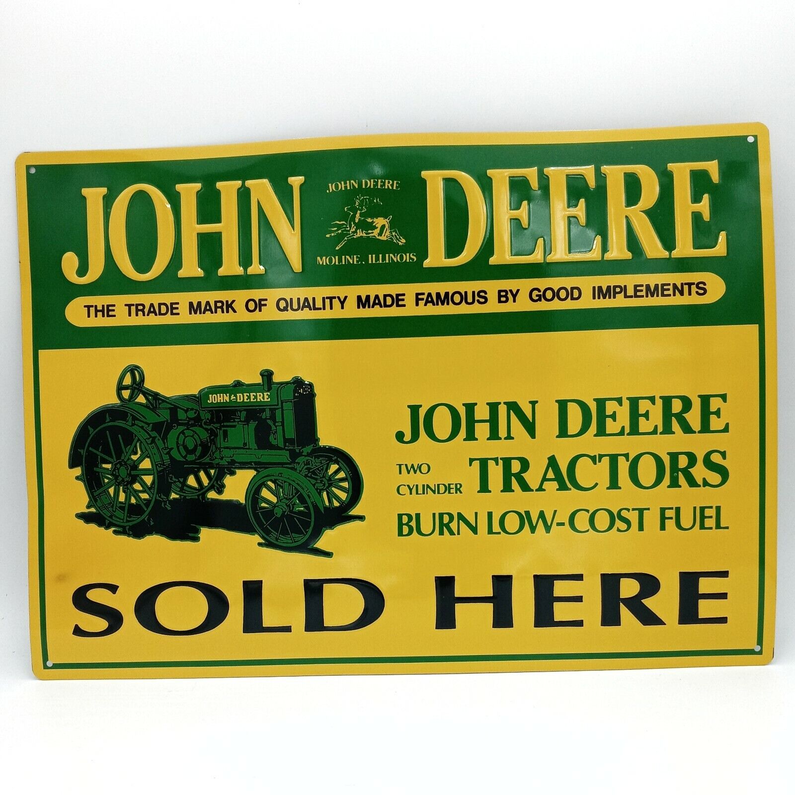 John Deere Tractor Metal Advertising Sign 15" X 11"
