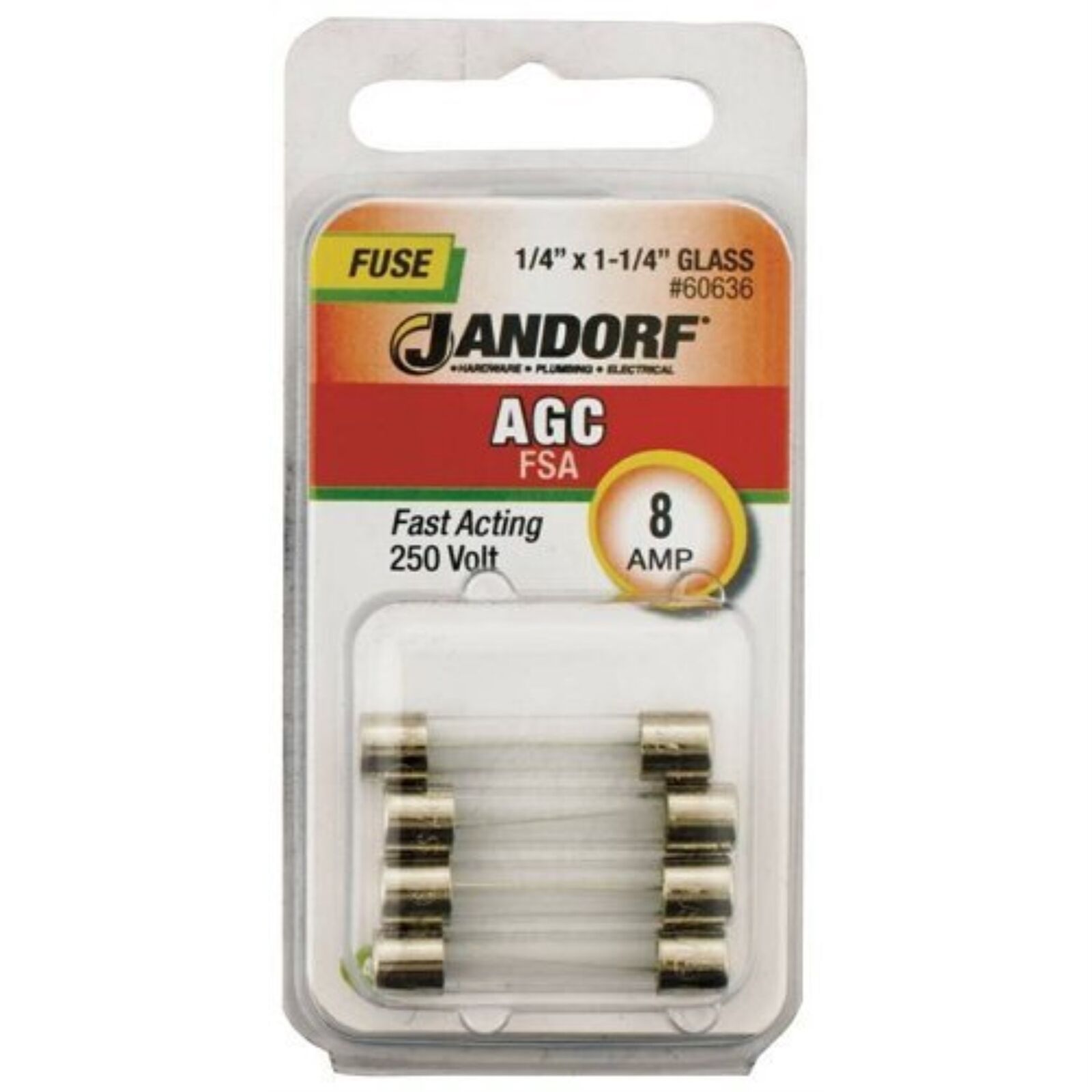 Jandorf Specialty Hardw Fuse Agc 8a Fast Acting 60636