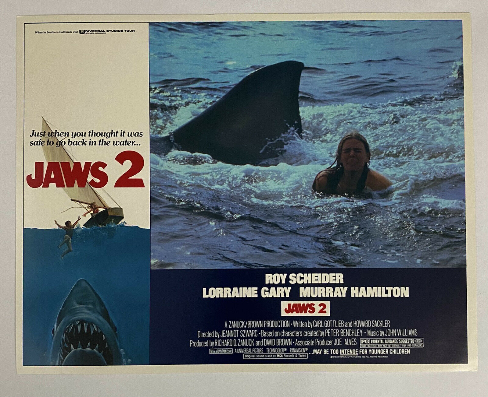 Jaws 2 Lobby Card (vf+) 1978 Shark Horror Movie Poster Art 689