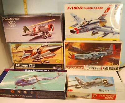 6 Aircraft Unbuilt Model Lot: 5 Airplanes & 1 Attack Helicopter W/1 In Shrink