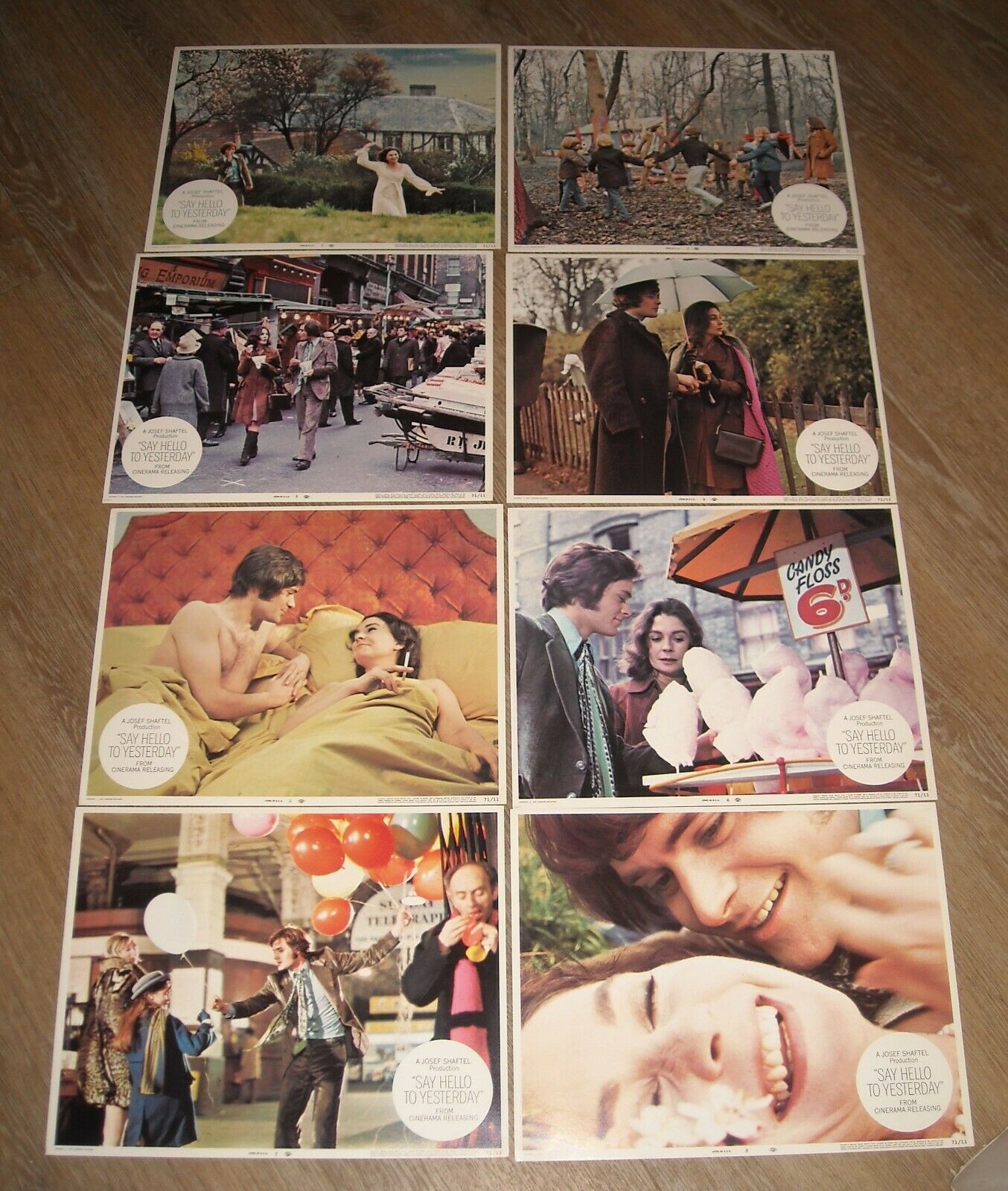 1971 Say Hello To Yesterday Movie Lobby Card Complete Set 8 Numbered Romance