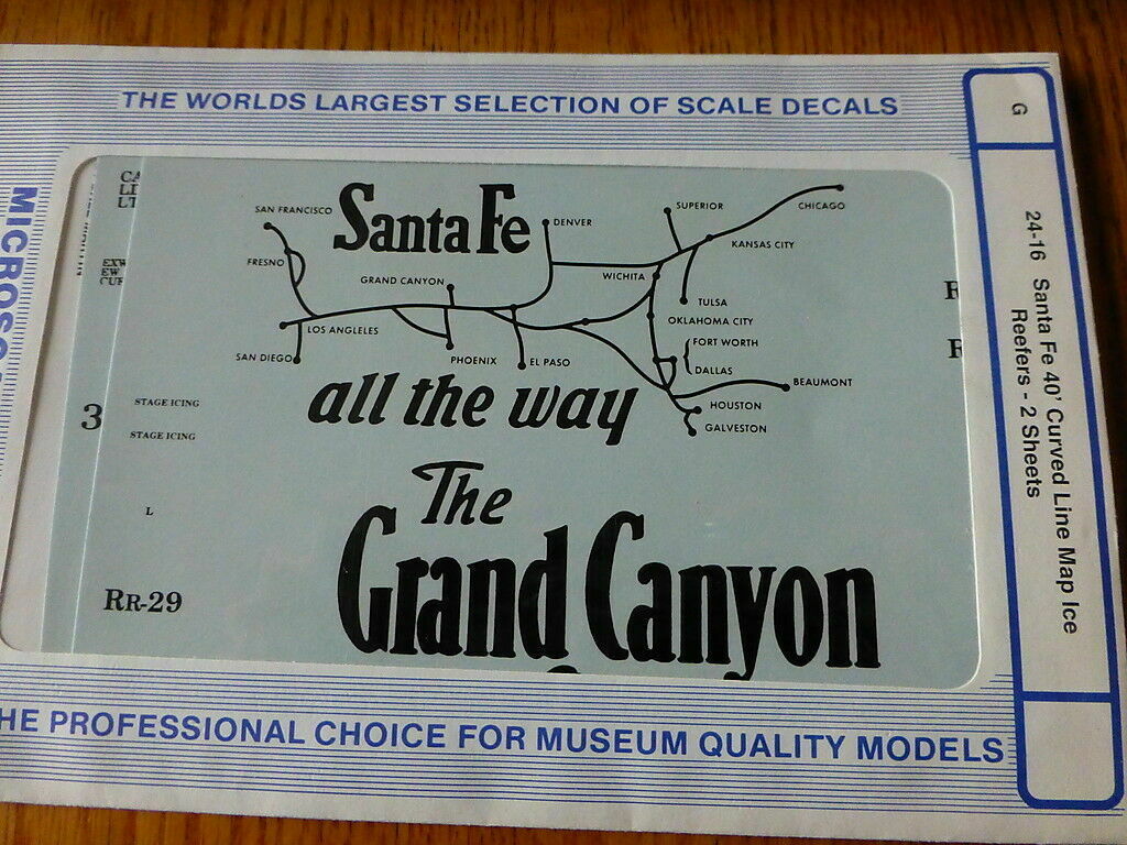 Microscale G #24-16 Santa Fe 40' Curved Line Map Ice Reefers - 2 Sheets