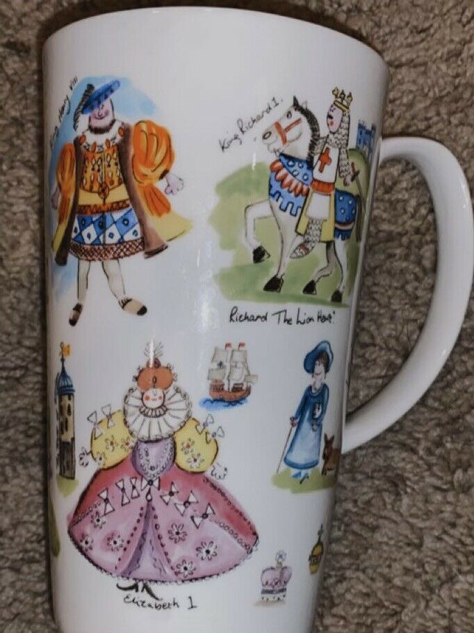 James Sadler Fine Bone China Tall coffee Mug Kings & Queens Great Britain Royal