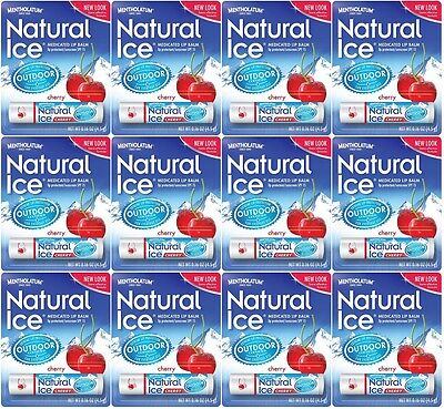 Mentholatum Natural Ice Medicated Lip Protectant Spf 15 Cherry Balm (pack Of 12)