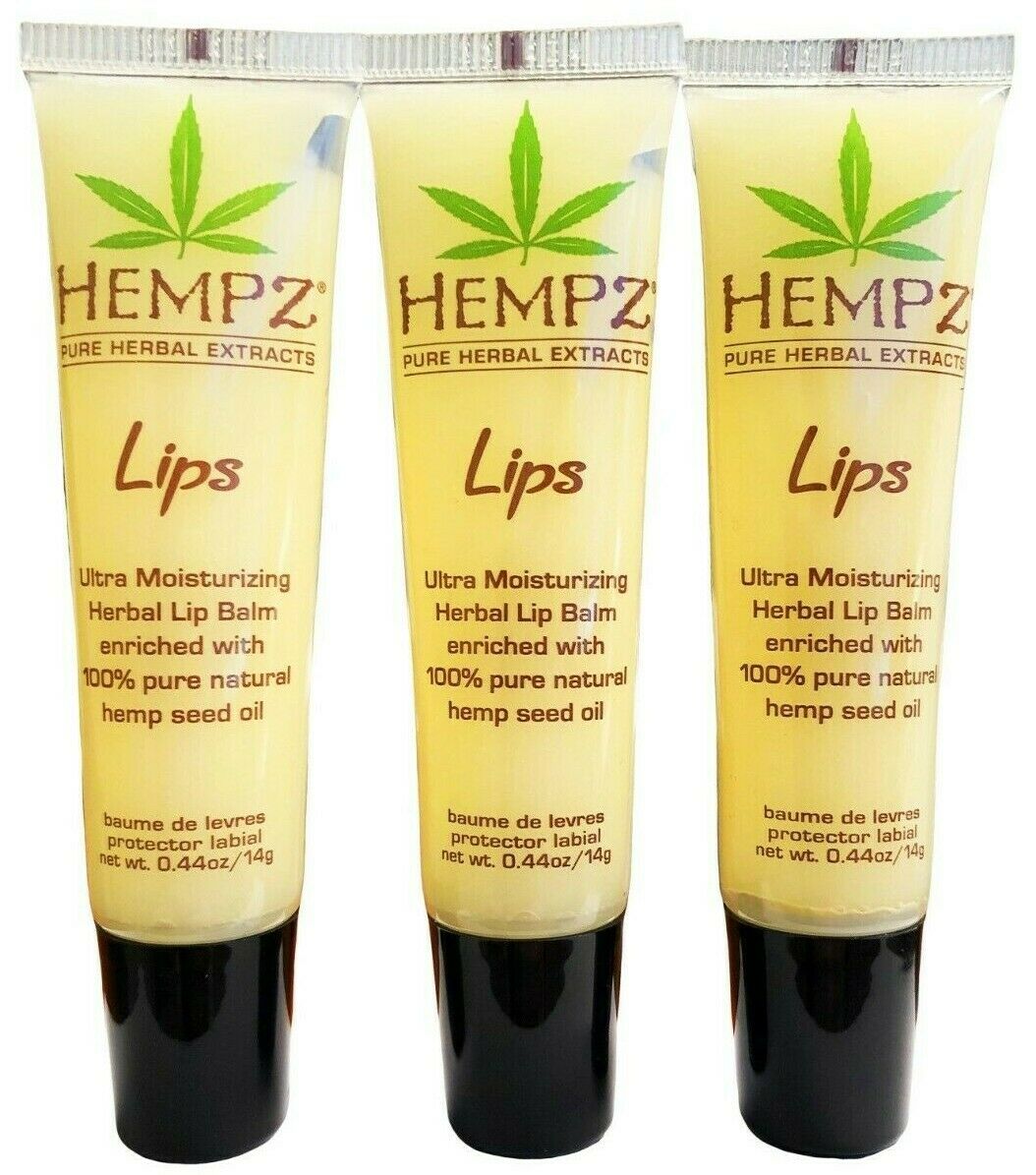 Hempz Pure Herbal Extract Lips Ultra Moisturizing Herbal Lip Balm .44oz Set Of 3