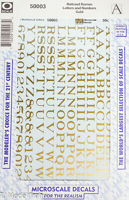 Microscale Decal O #50003 Railroad Roman Letters & Numbers Gold (Decal)