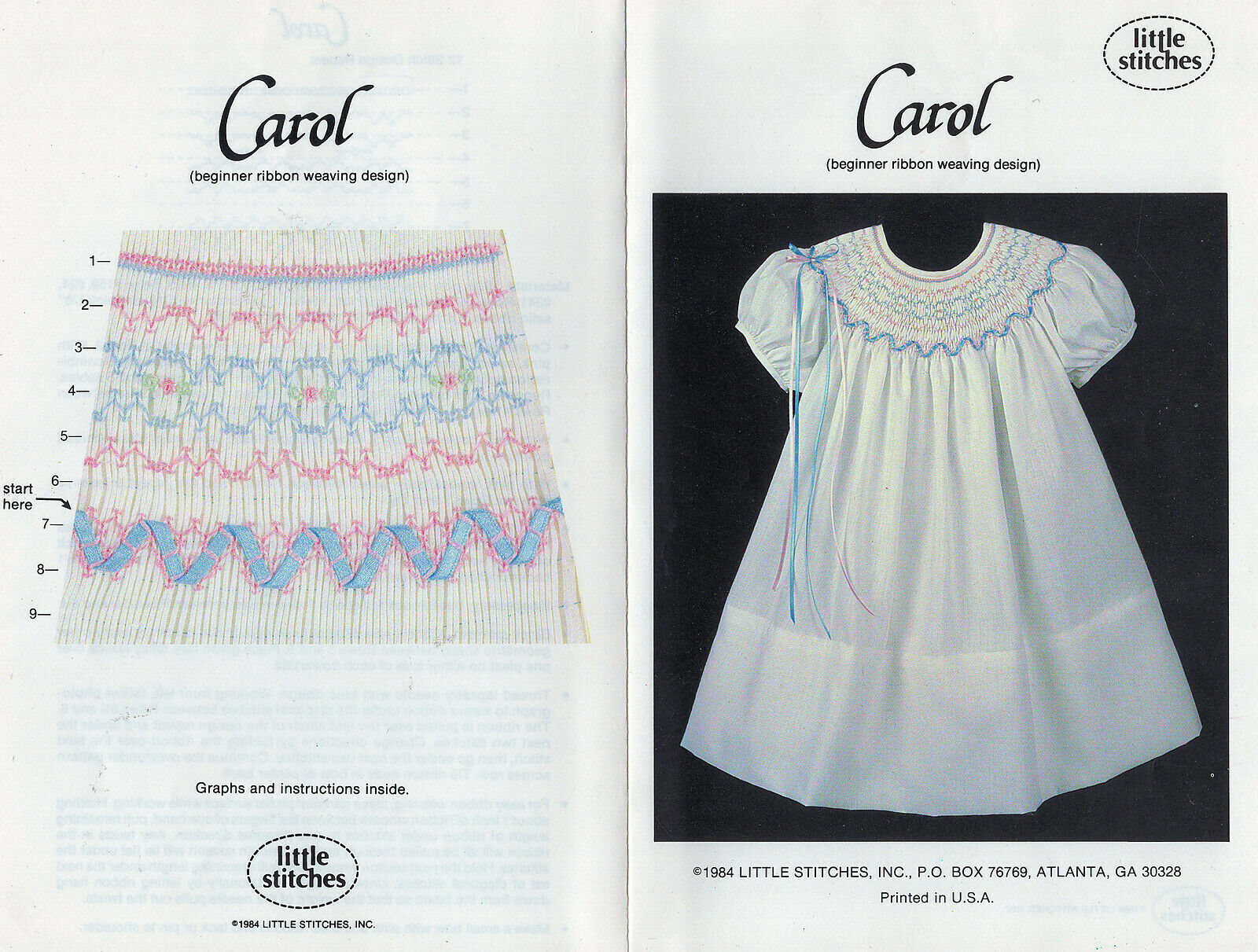 Carol Beautiful Smocking Plate Little Stitches ©1984 Beginner Ribbon Weaving