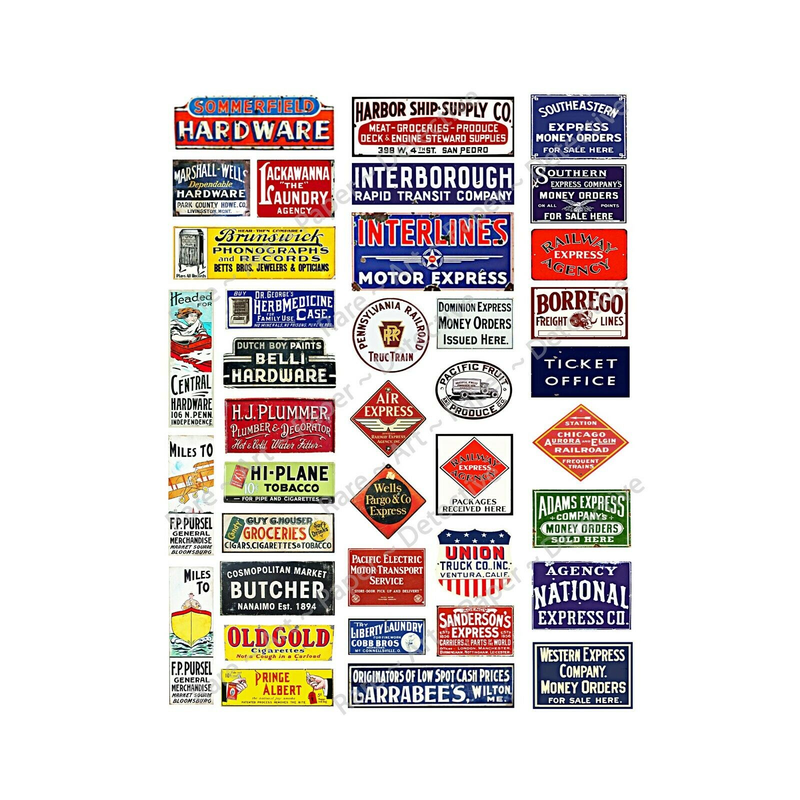 Model Train Signs, G Scale, Multi-scale Advertising Signs, 1 Sticker Sheet