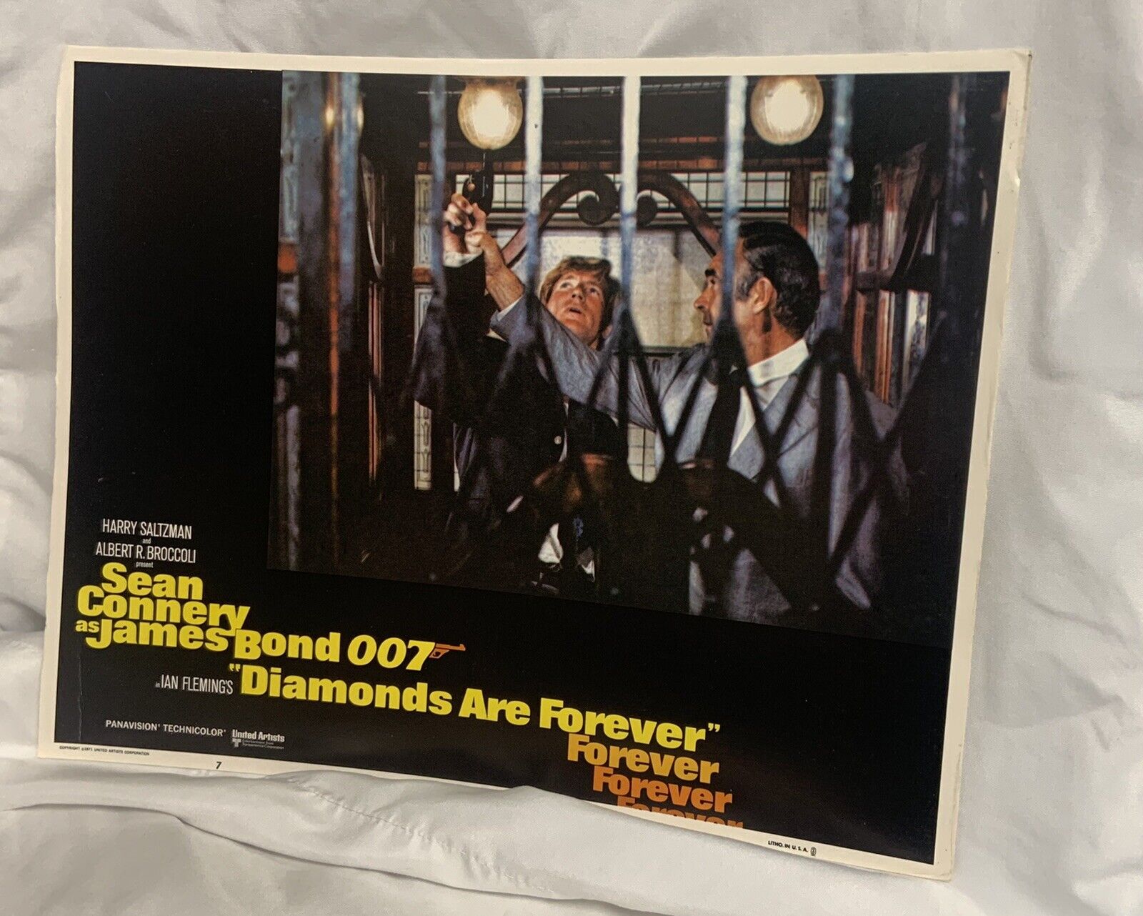 Vintage United Artists Movie Lobby Card James Bond 007 Sean Connery 1971