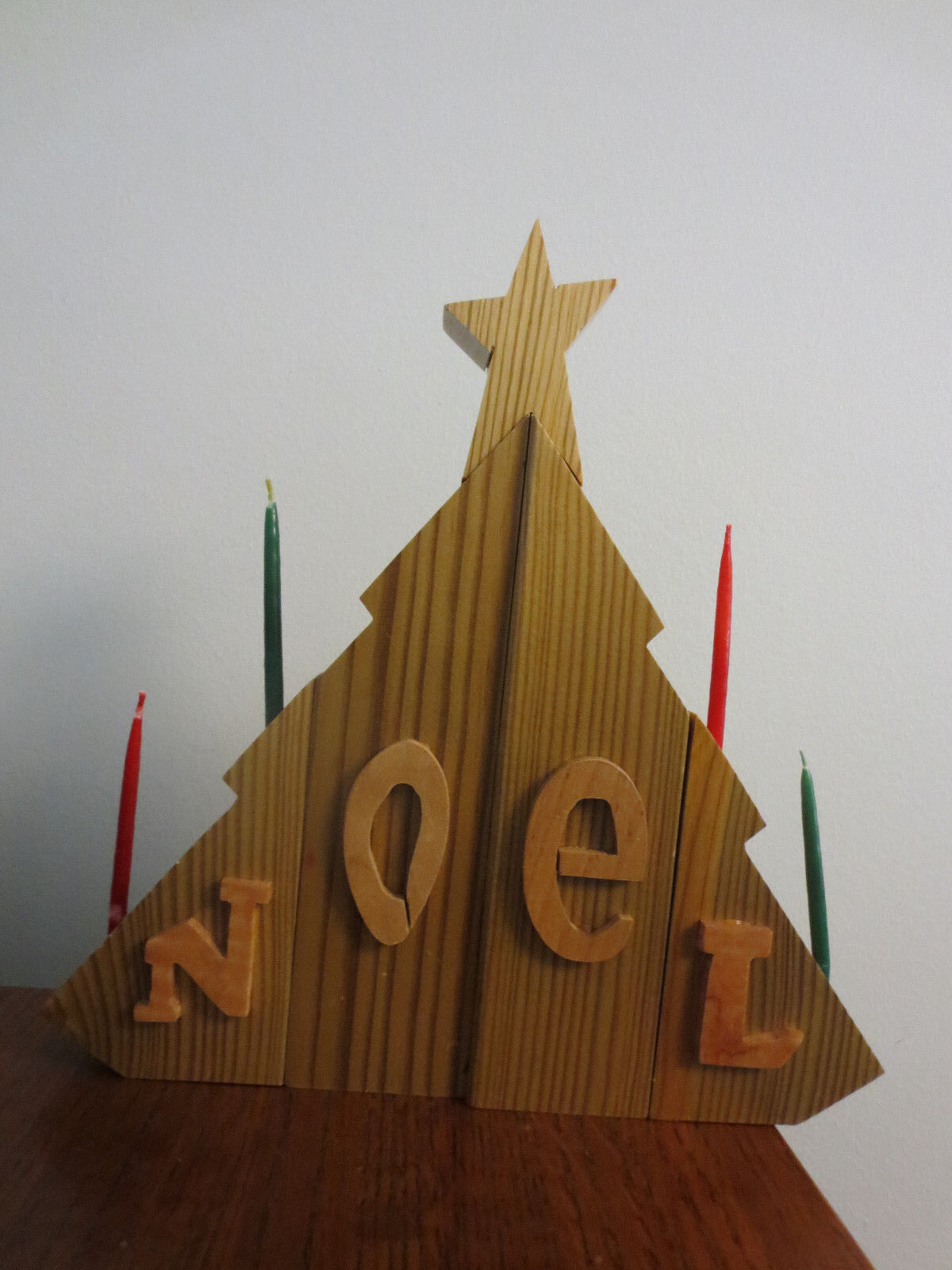 Handcrafted Wooden Christmas Tree Candlestick Noel