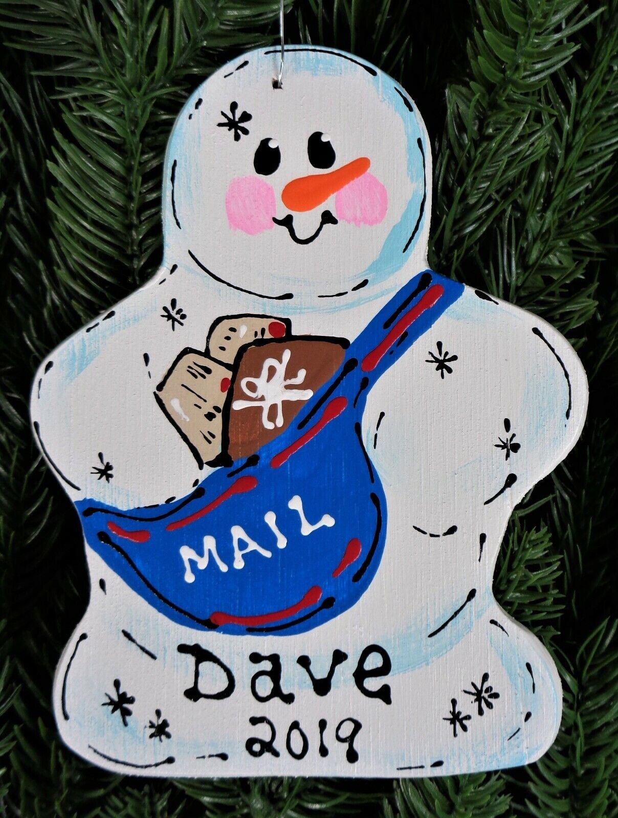 Mailman Mail Carrier Christmas Ornament Personalize U Choose Name & Year Wood
