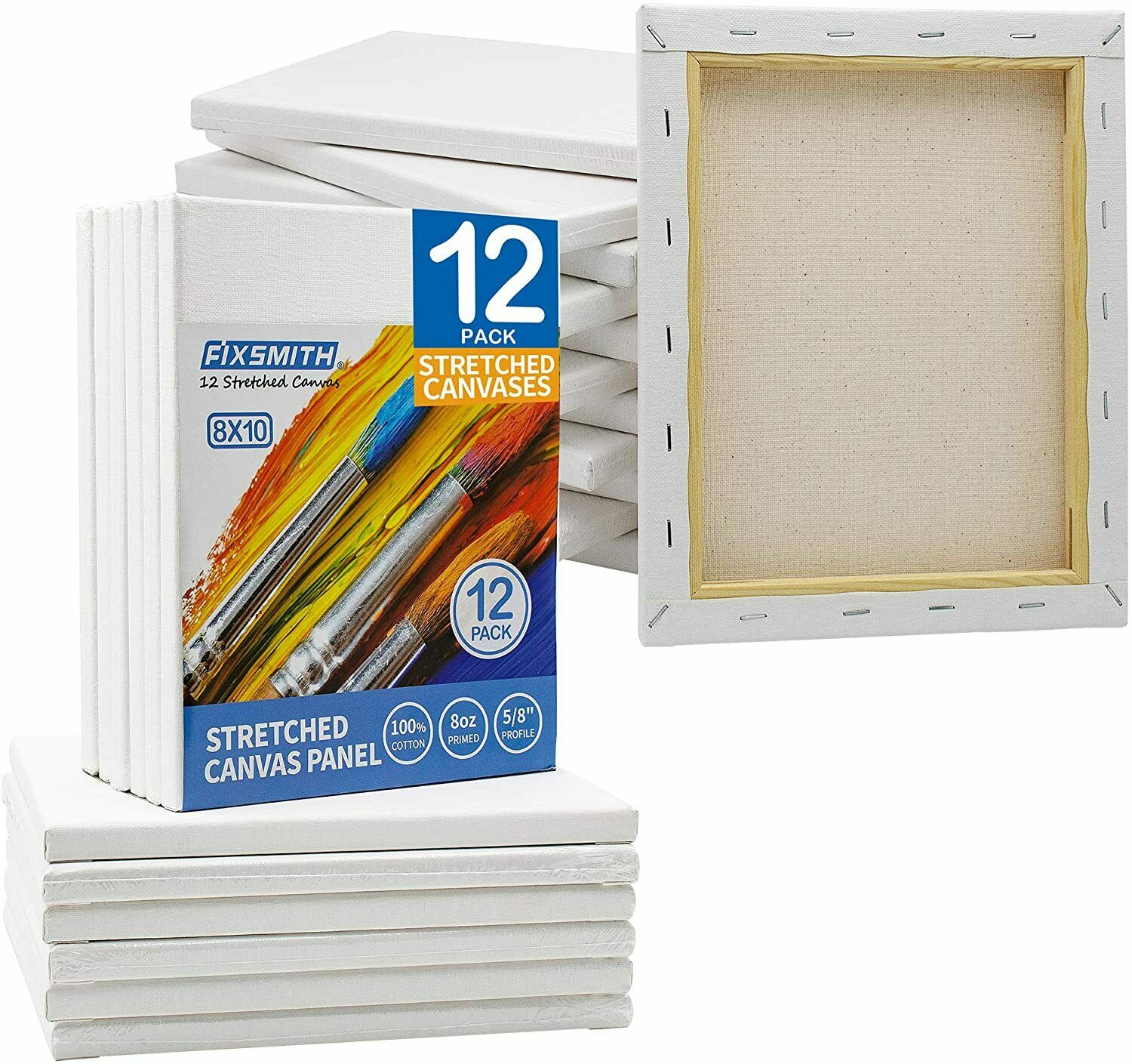 Pre Stretched White Blank Painting Canvas Panels,5/8" Profile,primed,100% Cotton