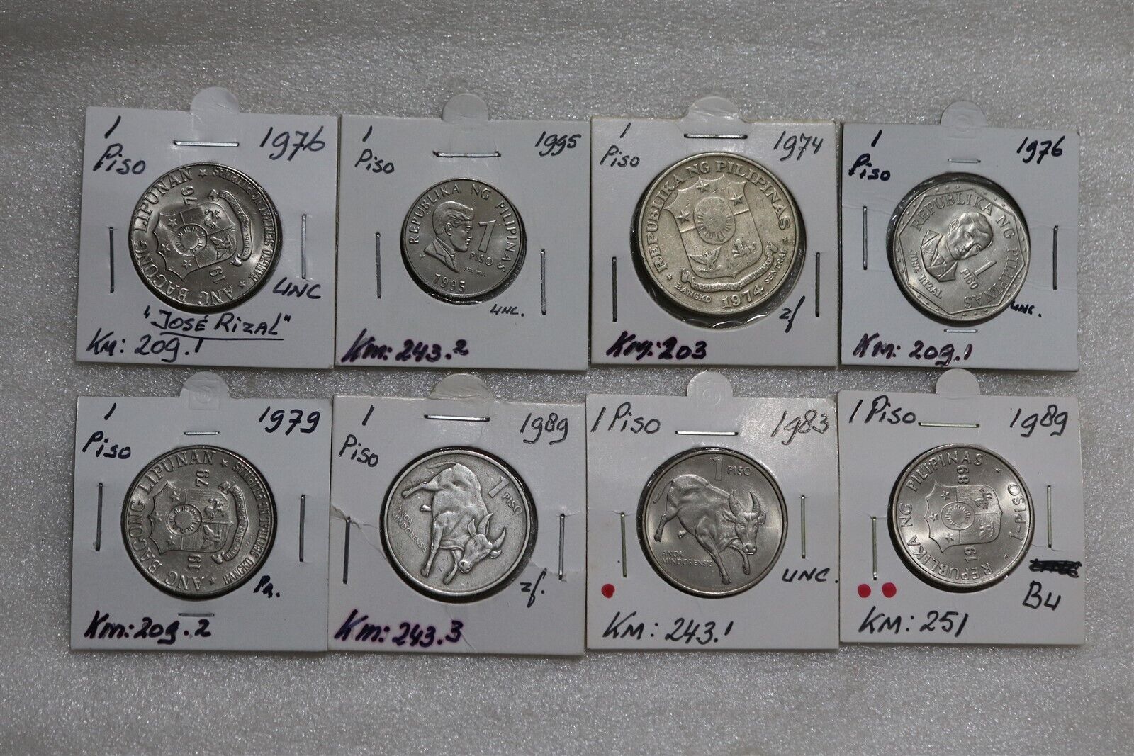 PHILIPPINES - 1 PISO - 8 COINS COLLECTION B49 #1606