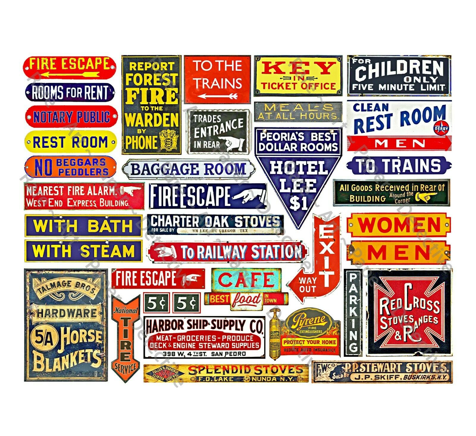 Model Railroad Signs, General Store & Farm Advertising, 1 Sticker Sheet
