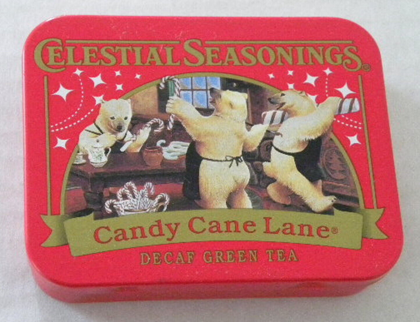 Celestial Seasonings Candy Cane Lane  Mini Tea Tin Polar Bears 2018