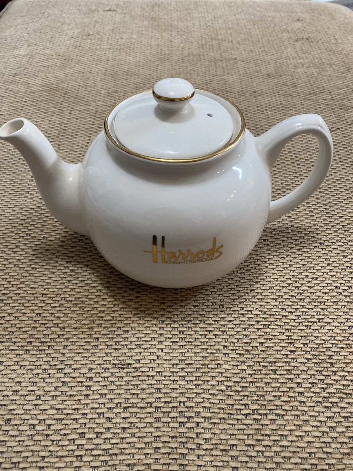 Vintage James Sadler & Sons Harrods  Made In England White Round Teapot
