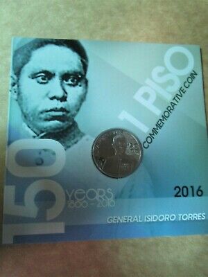 2016 General Isidro Torres Commemorative Coin 1 Piso 150 Years Carded New