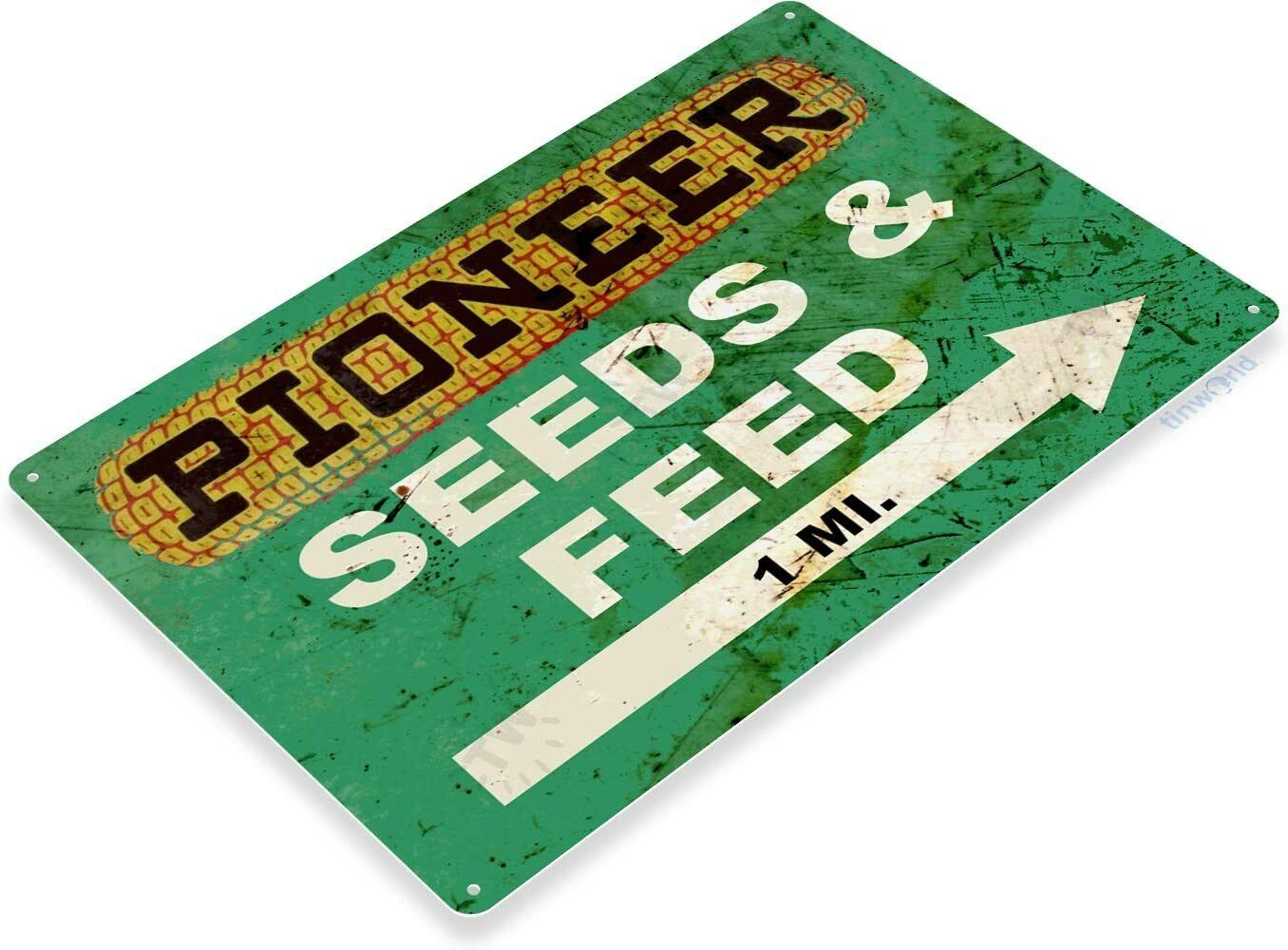 Pioneer Seed And Feed Farming Rustic Metal Decor Sign 8 X 11 Inches