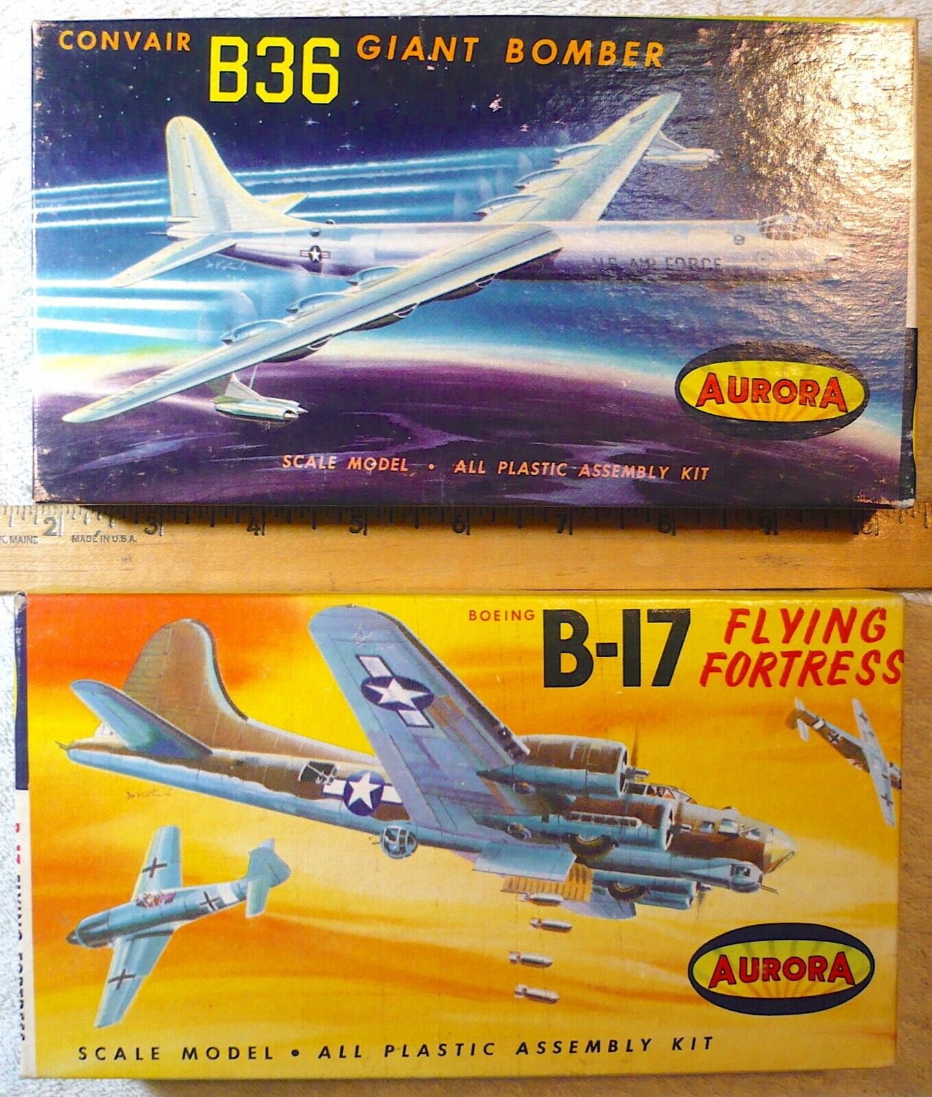 Lot(2) Aurora Us Bombers-b17 & B36 Plastic Kits