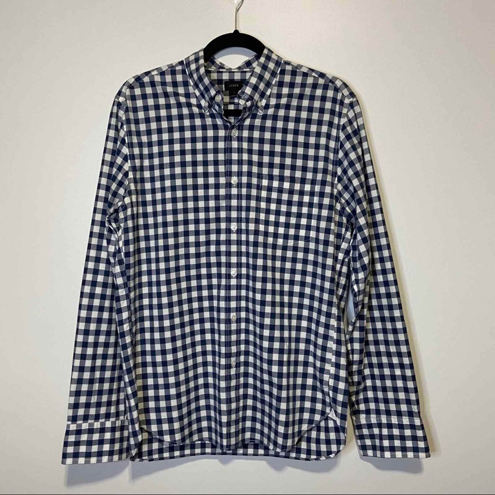 J. Crew Slim Fit Checkered Print Shirt Blue Size M