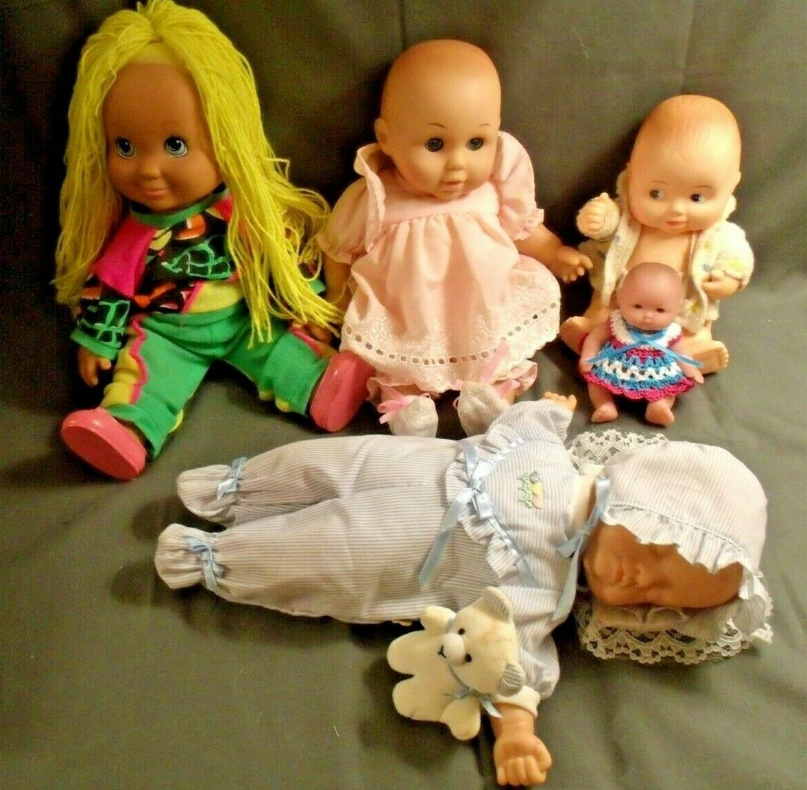 Lot Of 5 Baby Dolls, 80's & 90's, Lissi, Playskool, Berenguer, Uneeda